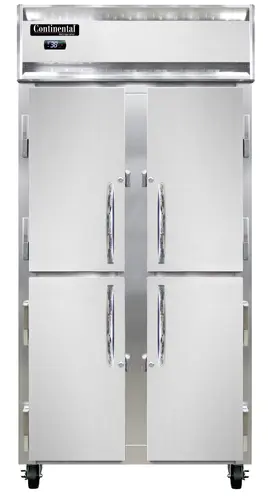 Continental 2RSESNSSHD 36 1/4" Two Section Reach In Refrigerator, (4) Left/right Hinge Solid Doors, Top Compressor, 115v