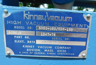 USED KINNEY HIGH VACUUM PUMP KMBD-850/KDH-150