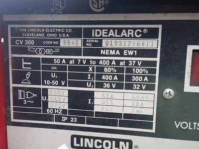 Idealarc CV-300 Welder w/ Cables, Gun and Cart