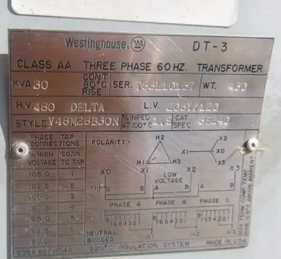 Transformer, 30 kVA, Westinghouse, 3-Phase #S743460