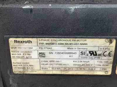 Used REXROTH MSK061C0300NNM1UG1NNNN Motors (misc) Ohio US | HGR 24 #1285749
