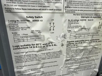 Used SQUARE D DU221RB Disconnects Ohio US | HGR 24 #1284743