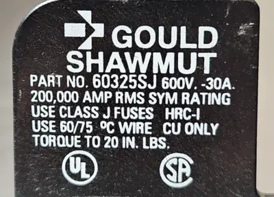 Gould Shawmut 60325SJ Pole NSNB Loc4D28