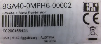 NEW B&R 8GA40-0MPH6-00002 GEARMOTOR 8GA40-080-003S2PH 8GA400MPH600002