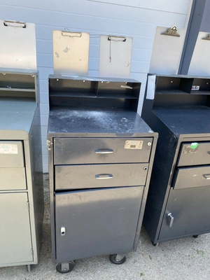 LOT OF 3 Rolling Mobile Workstation Storage Desks.
