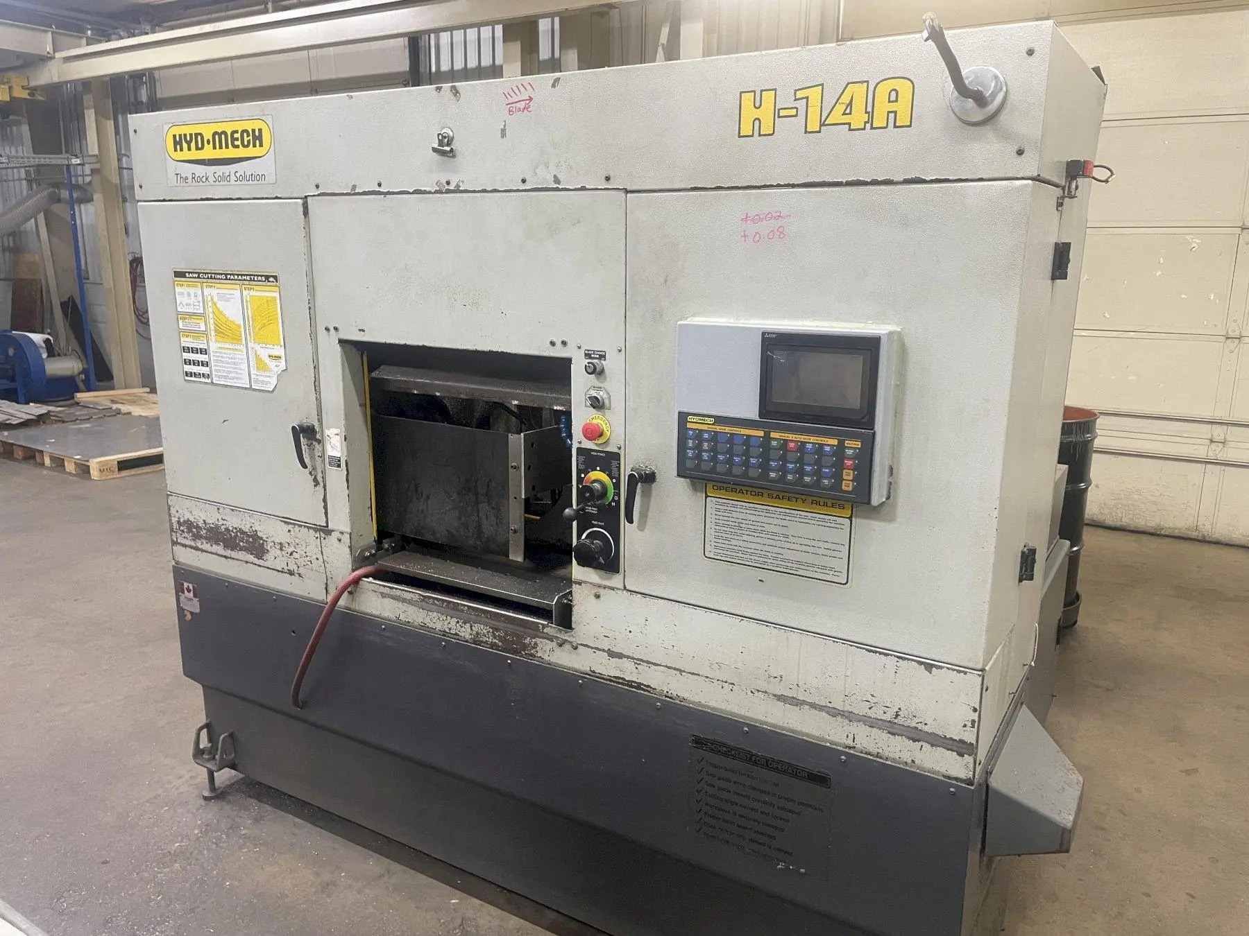 14" x 14" HYDMECH MODEL #H-14A AUTOMATIC HORIZONTAL BAND SAW WITH NESTING: STOCK #23623