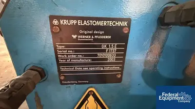 Used Thyssenkrupp Krupp HF Technolab Internal Rotor Mixer, Mdoel GK 1.5E High Intensity Mixers Ohio US | Federal Equipment Company #1512749