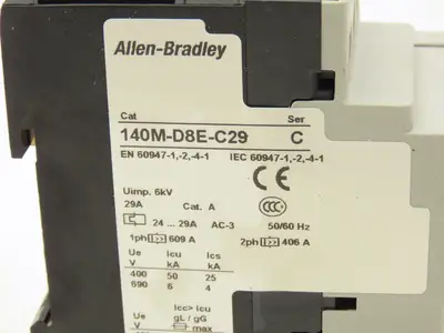 Allen Bradley 140M-D8E-C29 Manual Circuit Breaker Motor Protection 24-29A 3 Pole