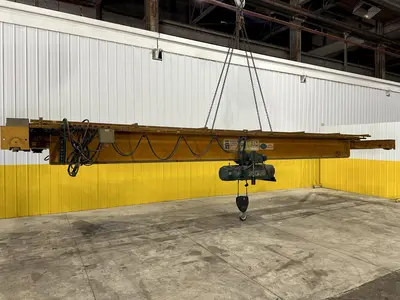 7.5 TON x 27'-4" MOVE HANDLING SYSTEMS SINGLE GIRDER BRIDGE CRANE W/ SHAW-BOX HOIST: STOCK #21010