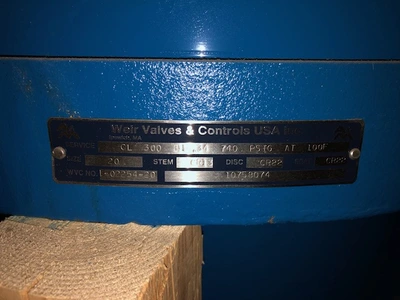 20" CL300 Weir Valves and Controls Check Valve, New Storeroom Spare