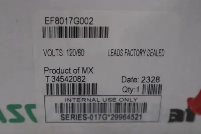 NEW IN BOX  ASCO EF8017G002 SOLENOID VALVE 120VAC 60HZ STOCK G557