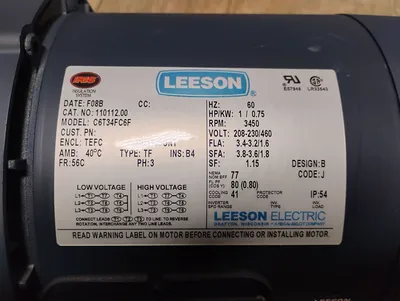 LEESON C6T34FC6F A.C. Motors | ESS Industrial Equipment Sales (6)