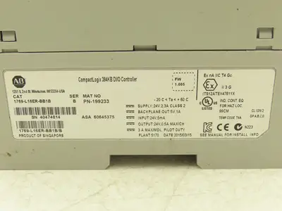 Allen Bradley 1769-L16ER-BB1B CompactLogix L16 DI/O 384KB Controller Series B