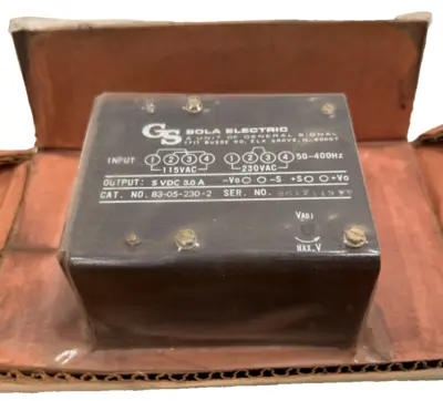 NEW SOLA 83-05-230-2 ELECTRIC POWER SUPPLY 115/230VAC 83052302