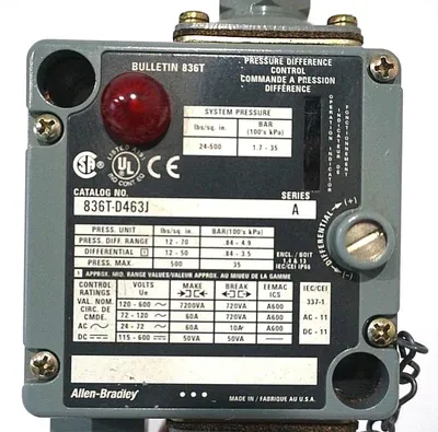 NEW ALLEN BRADLEY 836T-D463J PRESSURE SWITCH SER.A 836TD463J