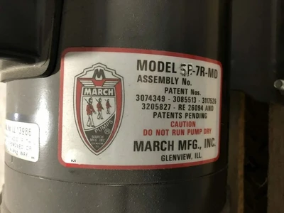 March SP-7R-MD 1HP Magnetic Drive Pump 3450/2850RPM 115/208-230V 110/220V 1PH