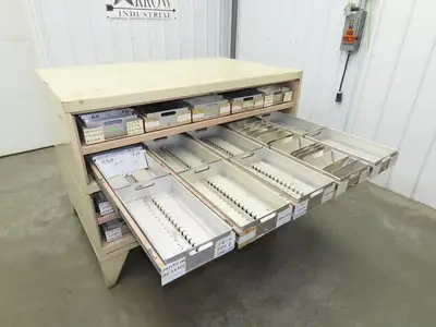 Modular Industrial Storage Cabinet 20 Drawer 61.5x38x34.5" Vintage 17x10" Trays