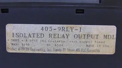 Facts Engineering / Siemens 405-9RLY-I Simatic Isolated Relay Output Module Used