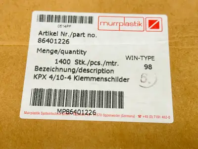 New | in-Stock Murrplastik 86401226 Blank Label Michigan US | Maverick Industrial Sales #1496189