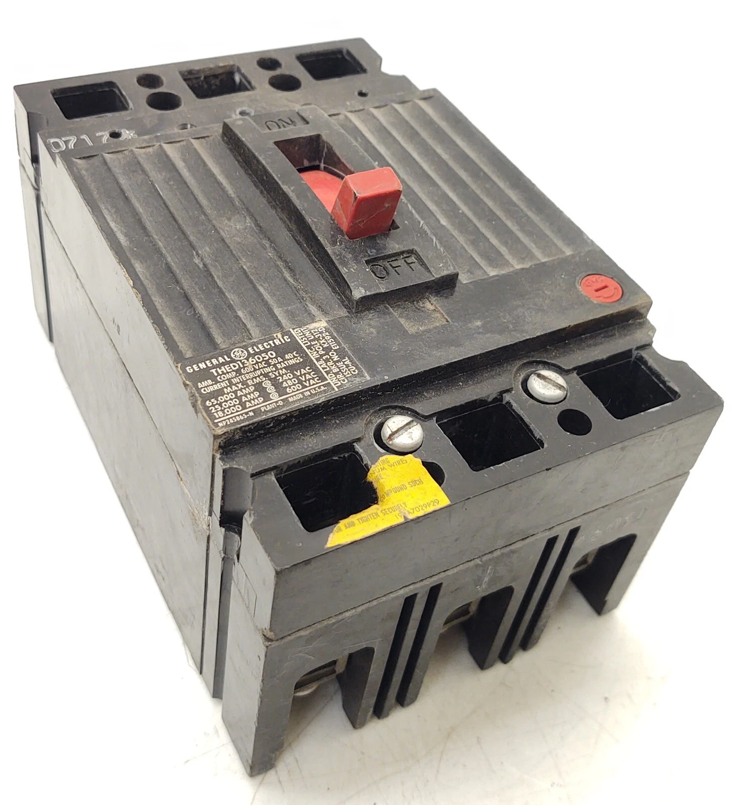 🔥 THED136050 General Electric 50 Amp 3 Pole 600V Circuit Breaker