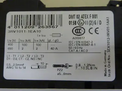 USED SIEMENS 3RV1 011-1EA10