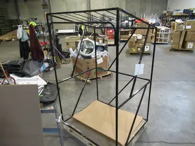 Welded Black Metal Frame Built to Fit Onto Pallets with Angled Roof - Perfect for Projects