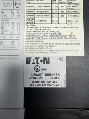 Used EATON NZMN2-A250-NA Misc Electrical & Power Parts South Carolina US | ESS Industrial Equipment Sales #1309596