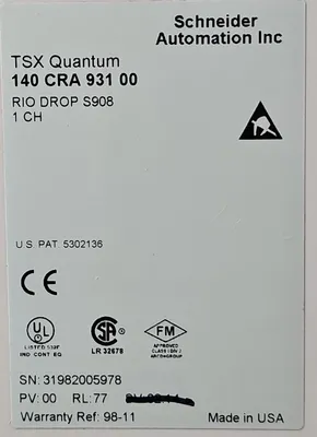 Used Schneider Tsx Quantum 140CRA93100 PLC Input & Output | Palmetto Automation #1156421