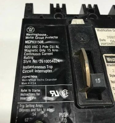 Used Westinghouse MCP03150R Circuit Breakers Indiana US | J&J Industrial Supply #512108
