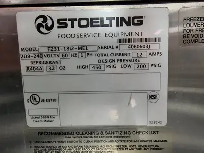 Used Stoelting Used Stoelting F231-1812-ME1 Soft Serve Ice Cream Frozen Yogurt Machine As Is Frozen Yogurt Machines Illinois US | Falcon Restaurant Supply #1376793