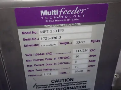 USED MULTIFEEDER TECHNOLOGY MFT 250 IP3