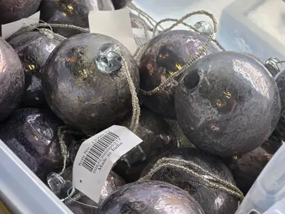 Lot of (15) 4" Distressed Finish Mercury Glass Filigree Leaf Ball Ornaments (silver)