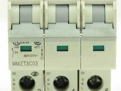 Eaton WMZT3C03 Circuit Breaker 3 Amp 480 Volt 3Ph 3 Pole Lot of 2