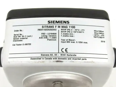 NEW SIEMENS 7ME61102DA202AA2 SITRANS F M MAG 1100 SENSOR FMMAG1100