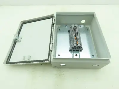 Rittal 8018097 Electrical Enclosure Carbon Steel 10x8x4" JIC Box Terminal Block