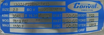 NEW CONVAL 13G2J-F228H-STK15 GLOBE VALVE SIZE 2.0 13G2JF228HSTK15