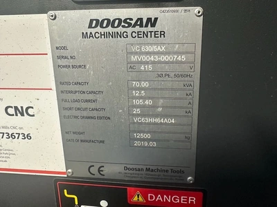 2019 DOOSAN VC 630/5AX Vertical Machining Centers (5-Axis or More) | Charter Auctions (44)