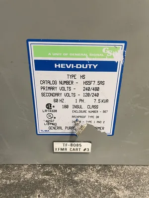 SOLA HEVI-DUTY HS5F7.5AS 7.5KVA Transformer 240/480V 120/240V 60Hz 1PH