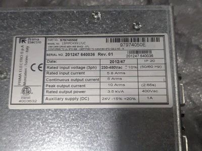 Prima Electro OS3 OS Wire Osai 97974050E 1SMPC4991/UC Rev. 01 CR Onsrud