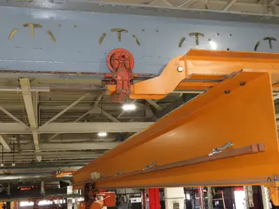 Cleveland Tramrail P&H 2 Ton Single Girder Underhung Bridge Crane 45' 10" Span