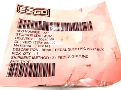NEW EZGO 626143 ELECTRIC BRAKE PEDAL ASSEMBLY