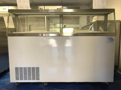Elite 67 3/4" 12 Tub White Deluxe Ice Cream Dipping Cabinet