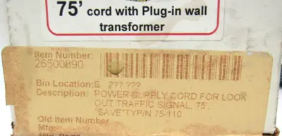NEW COLLISION AWARENESS 75-110 POWER SUPPLY CORD ST241A