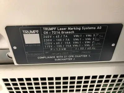 Used TRUMPF LASER ENGRAVING MARKER SYSTEM Laser Markers | Maverick Industrial Sales #1109270