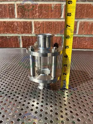 USED 316L STAINLESS STEEL SINGLE WALL  IN LINE SIGHT GLASS W/ 1 1/2" SANITARY FITTING