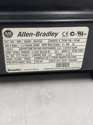 Used ALLEN-BRADLEY ALLEN-BRADLEY MPL-B330P-MJ72AA SER A Servo Motors | ND Industrial Surplus #1216158