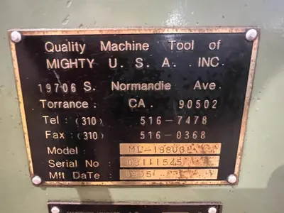 18" x 80" MIGHTY TURN MODEL ML-1880GL GAP BED ENGINE LATHE
