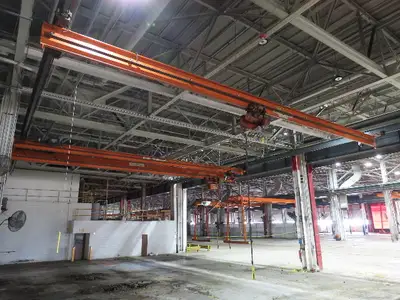 Cleveland Tramrail P&H 2 Ton Single Girder Underhung Bridge Crane 45' 10" Span