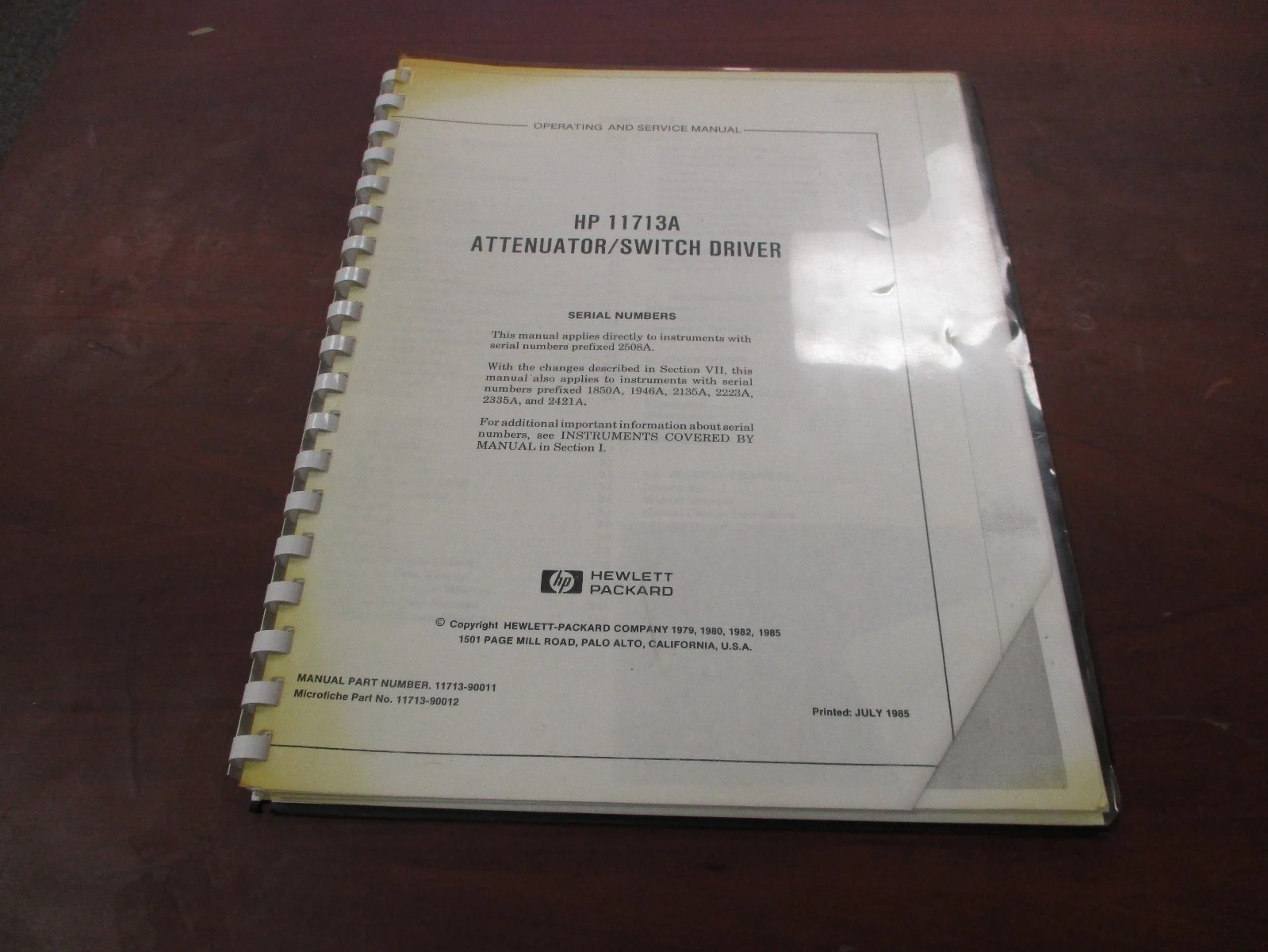 HP 11713A Used Attenuator/Switch Driver (Operating and Service Manual)