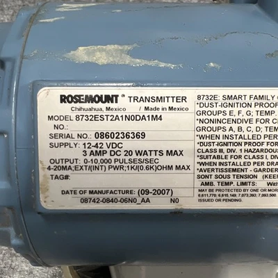 Used Rosemount 8732EST2A1N0DA1M4 Flowmeters California US | Davliegogo LLC #1725469